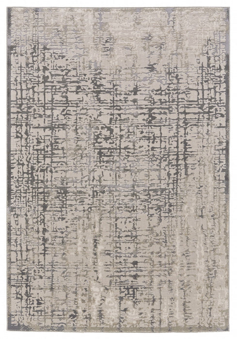 10' x 13.2' Abstract Stain Resistant Area Rug - Gray And Ivory