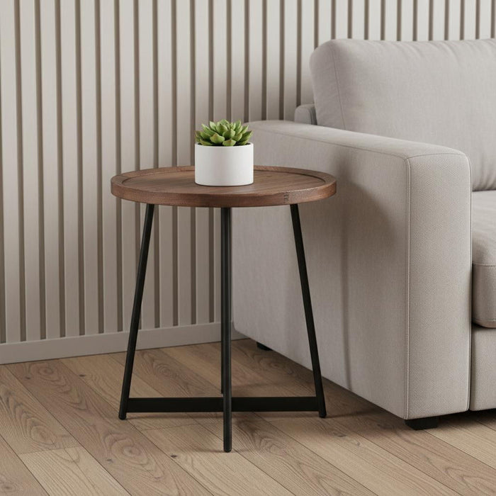 Round Side Table - American Walnut And Black