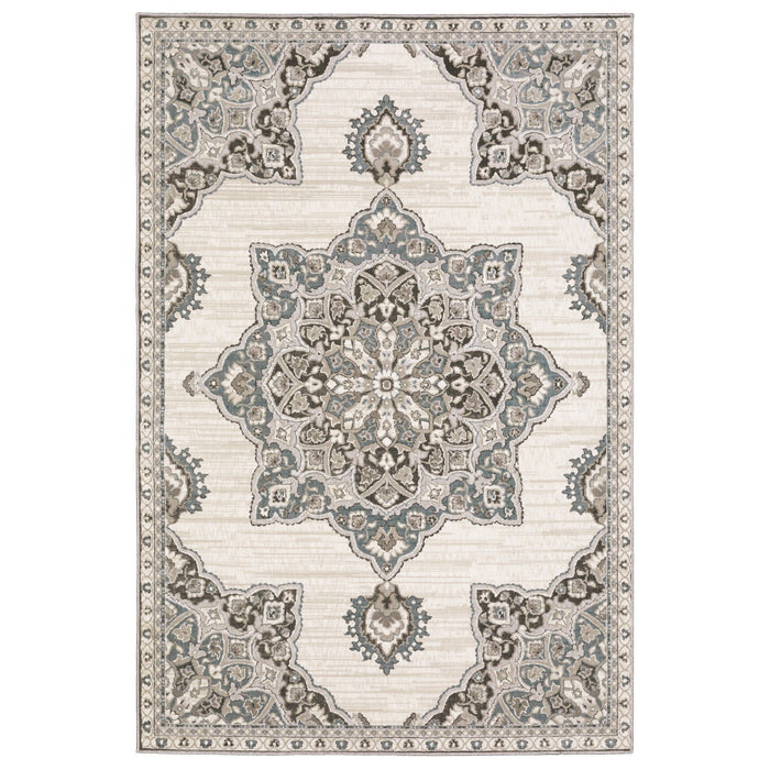 10' X 13' Medallion Area Rug - Brown And Blue