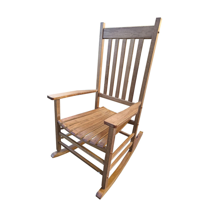 Giga balcony porch adult rocking chair with wooden frame and cushioned seat for relaxing outdoor lounging.