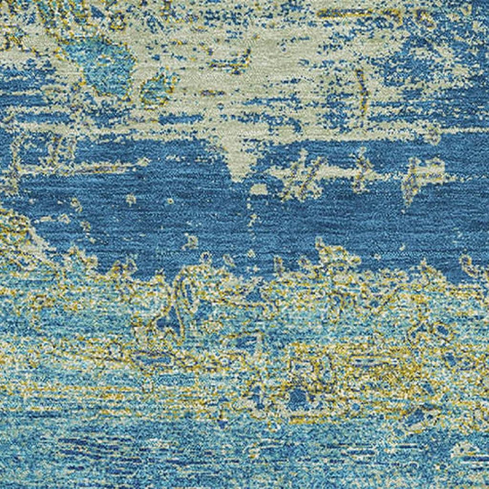 10' X 14' Abstract Washable Area Rug With UV Protection (701099) - Navy Blue / Olive Green