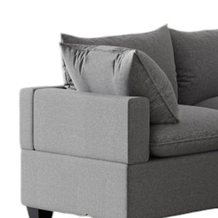 93" Fabric Modular Sofa With Black Legs - Gray