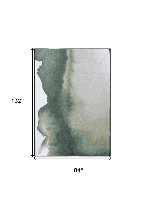 8' x 11' Abstract Non Skid Area Rug - Gray And Green