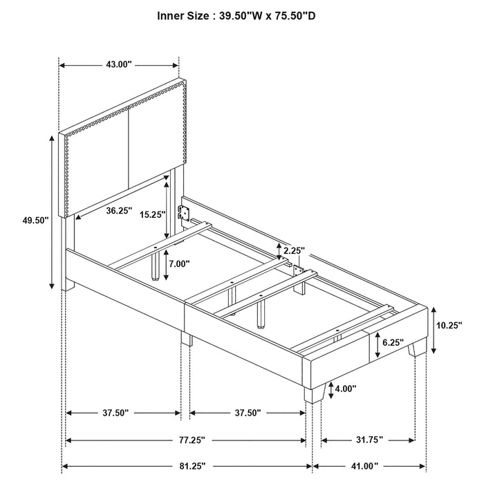 Boyd Upholstered Twin Panel Bed Ivory
