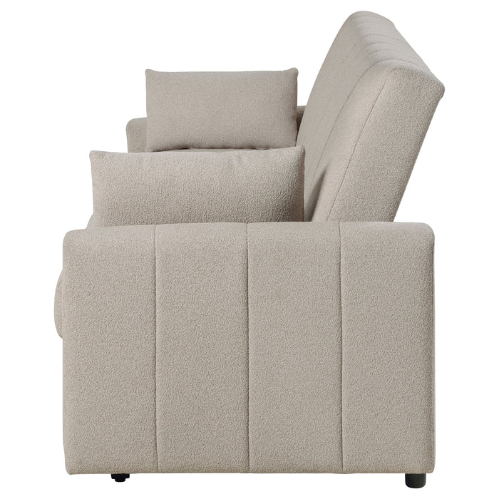 Portland Boucle upholstered sleeper sofa bed in latte by CoasterEveryday