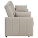 CoasterEveryday Portland boucle upholstered sleeper sofa bed in latte with plush textured fabric and fold-out design