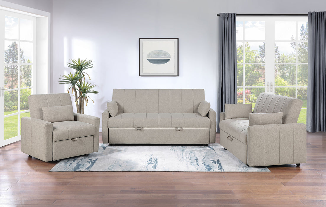 Portland Boucle upholstered sleeper sofa bed in latte by CoasterEveryday