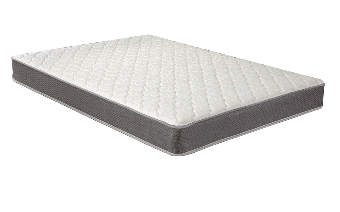 CoasterEveryday Quimby 7-inch twin innerspring quilted foam mattress on furniture, showcasing plush quilting and supportive springs.