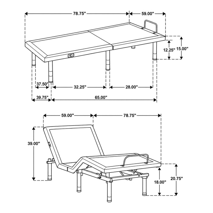Weston Queen Dual-Motor Massage Adjustable Bed Base in Black and Grey