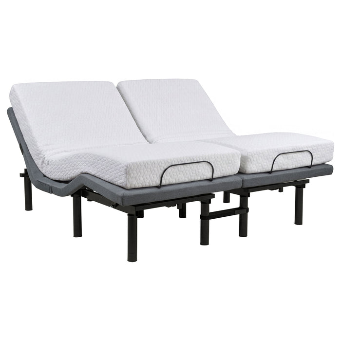 Weston Split Eastern King Massage Adjustable Bed Base in Black and Grey