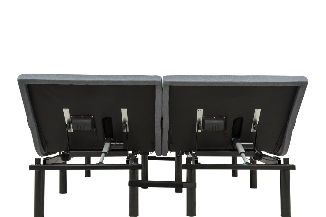 Weston Split Eastern King Massage Adjustable Bed Base in Black and Grey