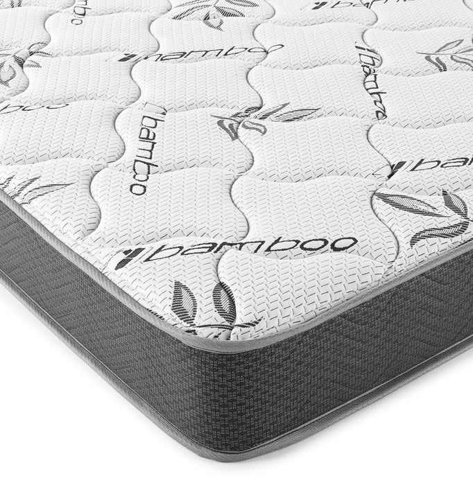 Full view of the Kenyon 7-inch full bamboo cover firm foam mattress, showcasing its clean design and bamboo fabric covering.