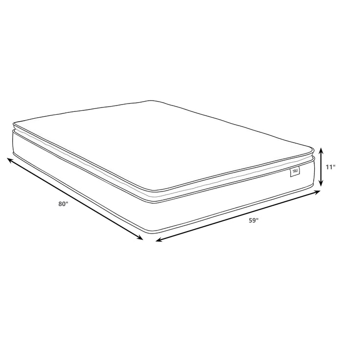CoasterEveryday Hayes 11-inch Queen pillow top memory foam hybrid mattress showing plush surface and memory foam layers.