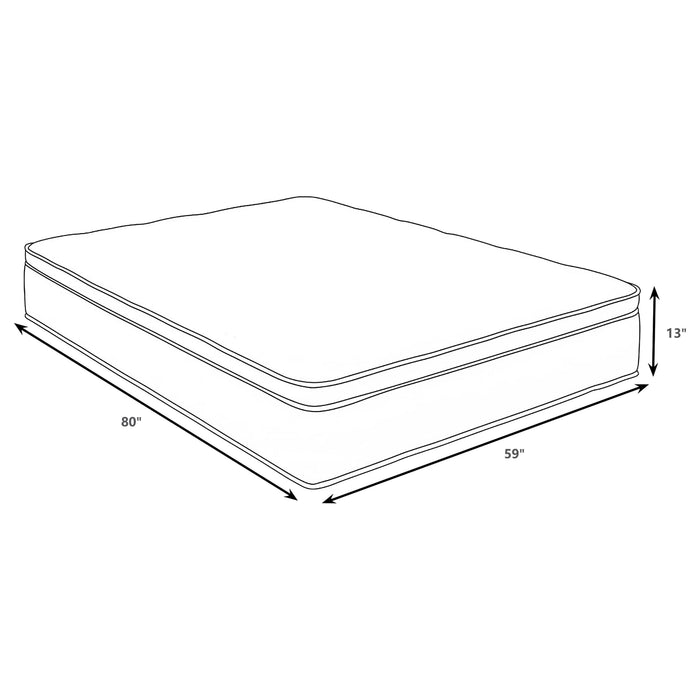 CoasterEveryday Sommet 13-inch Queen bamboo euro top memory foam hybrid mattress with plush surface and supportive design.