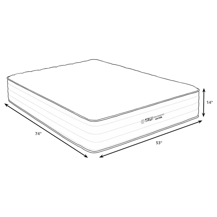 Montlake 14-inch full cool firm memory foam hybrid mattress from CoasterEveryday, showing plush surface and supportive design.