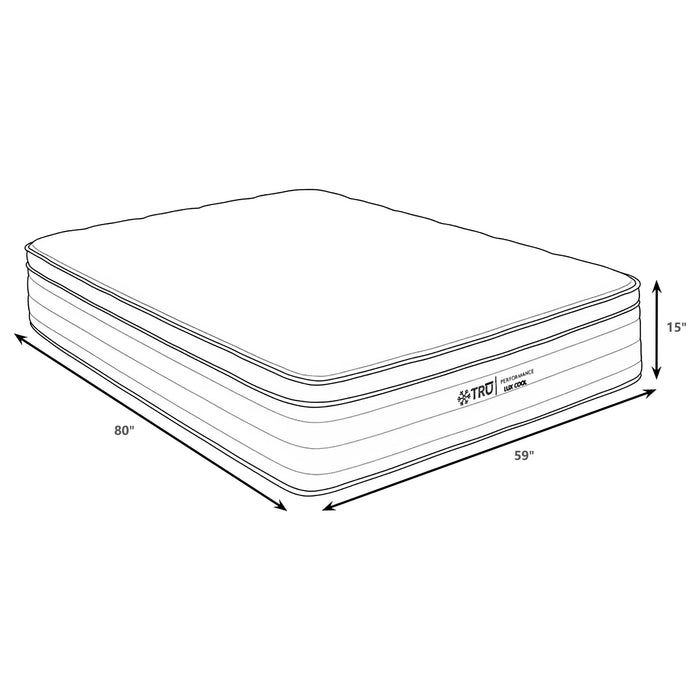 Montlake 15-inch queen Cool Euro Top foam hybrid mattress by CoasterEveryday, showing plush top and supportive base.
