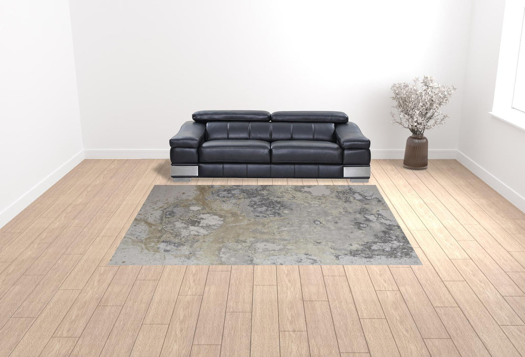 9' x 12' Abstract Polyester Area Rug - Gray