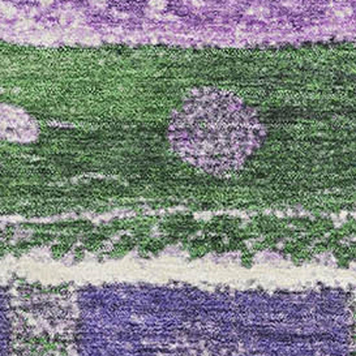 10' X 14' Striped Washable Area Rug With UV Protection (709534) - Green / Purple / Ivory