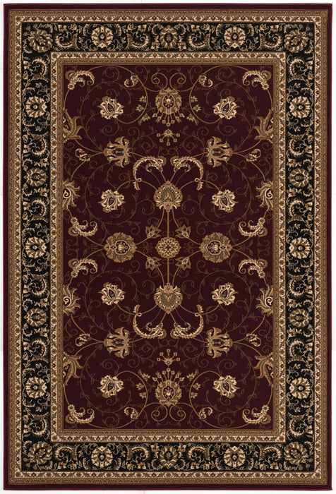 7' x 9' Oriental Power Loom Area Rug - Red And Black