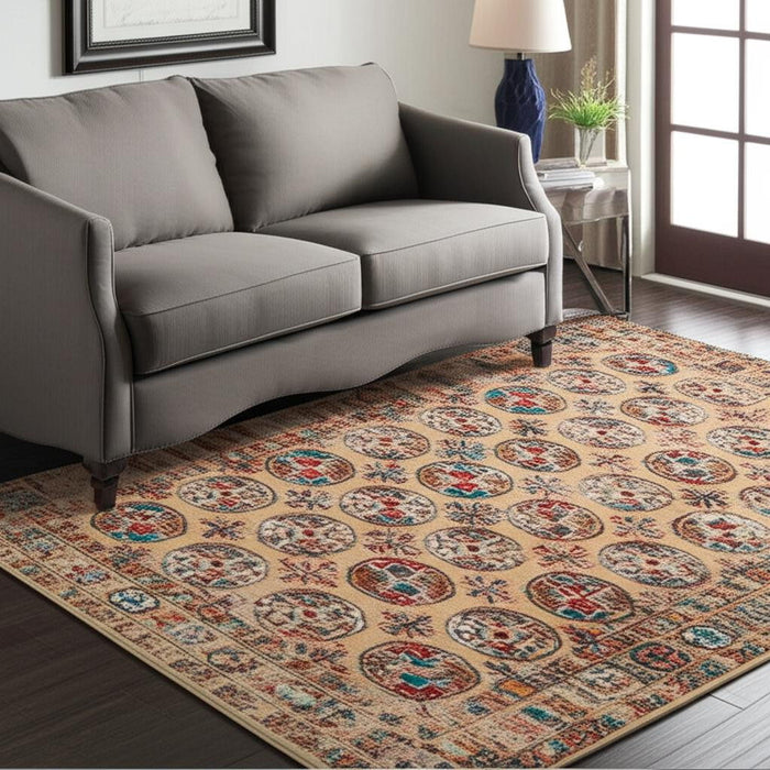 6' X 8' Tribal Washable Area Rug With UV Protection (609960) - Orange / Red