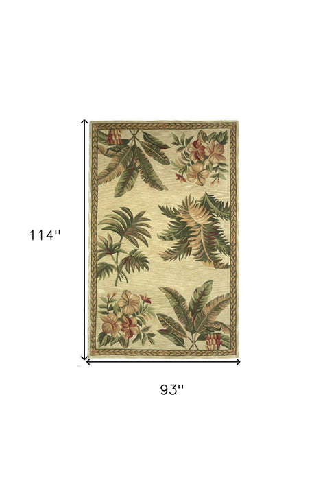 8' x 10' Wool Tropical Botanical Hand Tufted Area Rug - Ivory