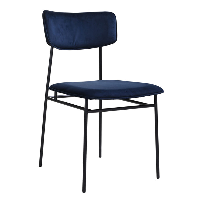 Upholstered Velvet Open Back Dining Side Chair - Blue / Black