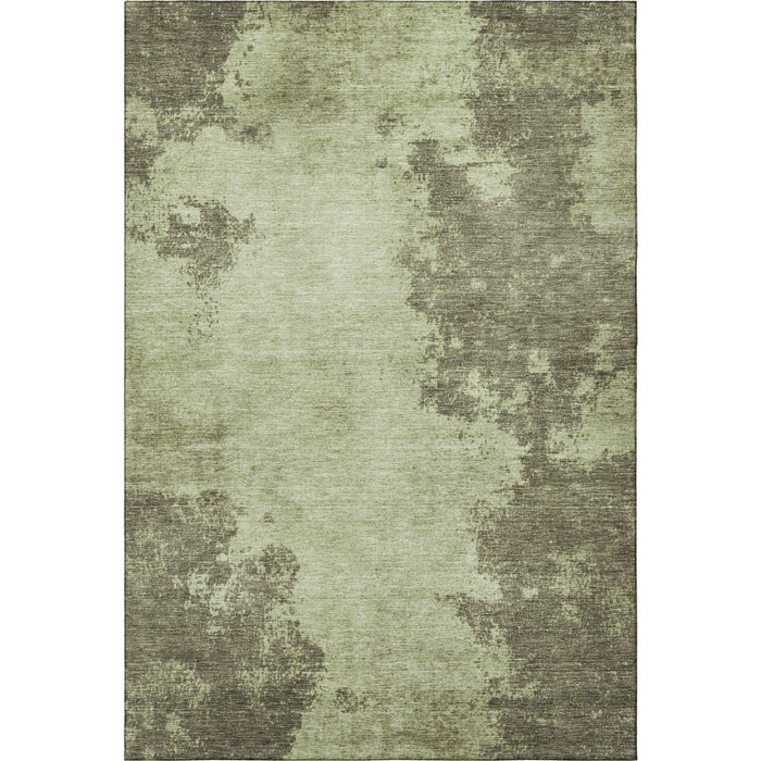 10' X 14' Abstract Washable Area Rug With UV Protection (707575) - Olive Green / Beige