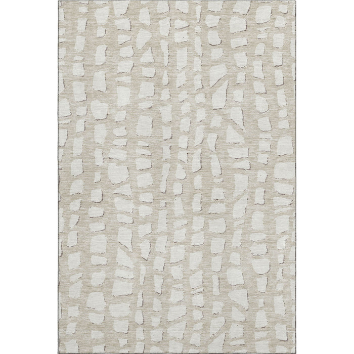 10' X 14' Cobblestone Washable Area Rug With UV Protection - Beige And Ivory