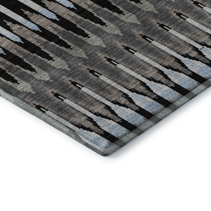 10' X 14' Southwestern Washable Area Rug With UV Protection (668217) - Black / Gray / Blue