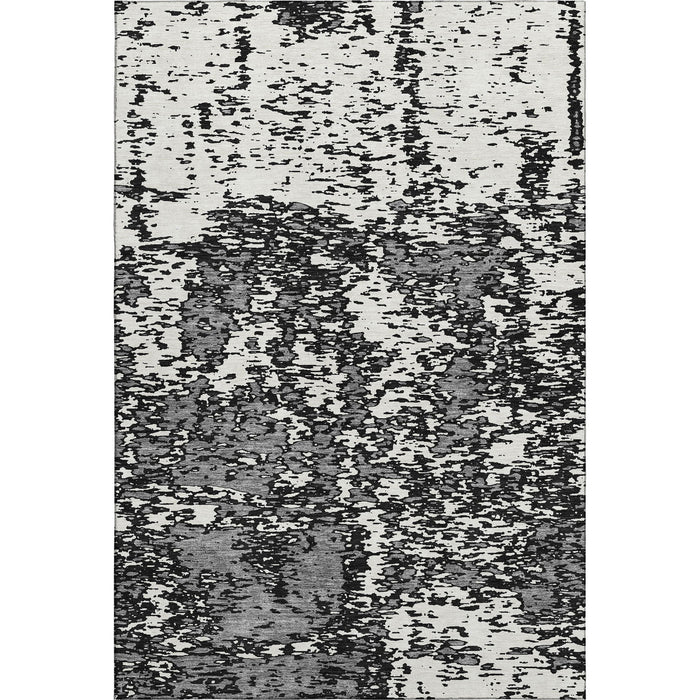 10' X 14' Abstract Washable Area Rug With UV Protection (675210) - Black / Ivory