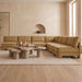 Meridian Furniture Hammond velvet performance fabric 7-piece armless sectional sofa, stationary upholstery with plush cushions.