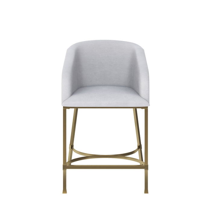 Fabric Low Back Counter Height Bar Chair - White / Gold