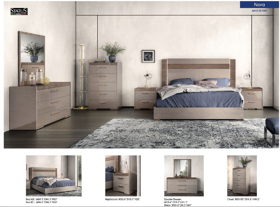 Nora - King Size Bed With Light - Beige / Light Brown