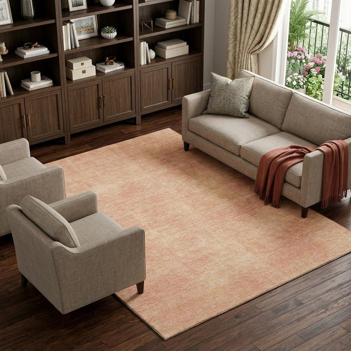 10' X 14' Abstract Washable Area Rug With UV Protection (679959) - Peach / Salmon