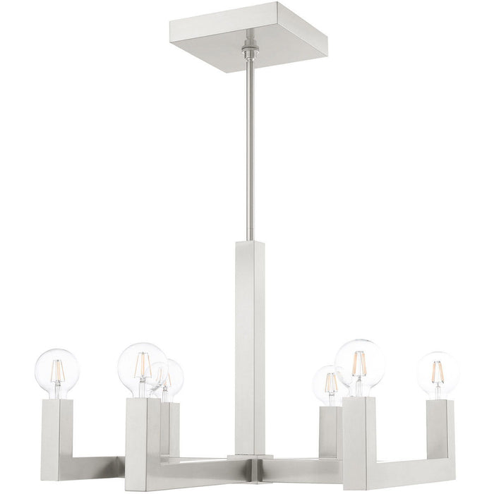 20'' Six Light Dimmable Chandelier With Shades - Nickel