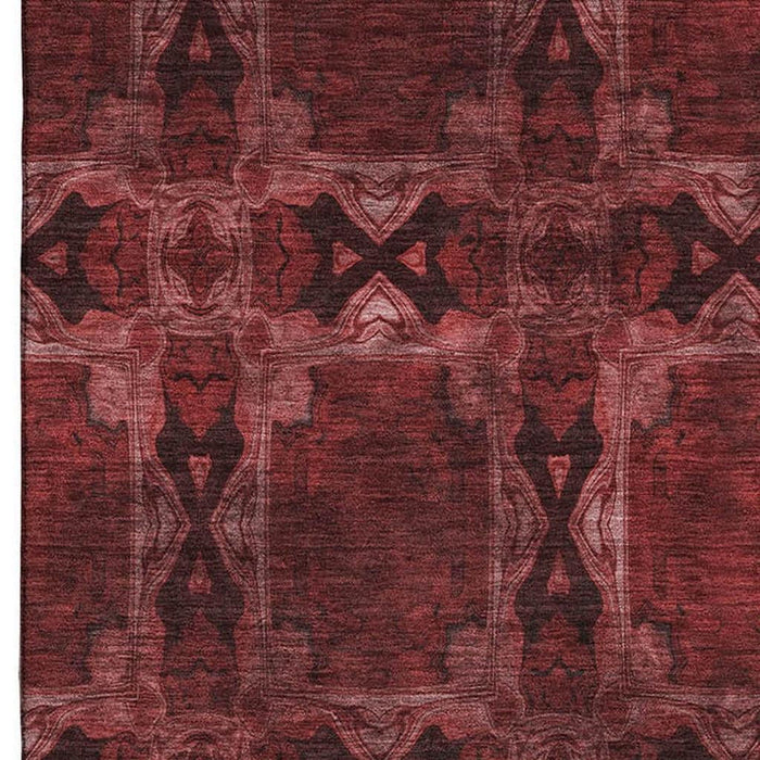 10' X 14' Floral Medallion Washable Area Rug With UV Protection (649468) - Burgundy / Red / Gray