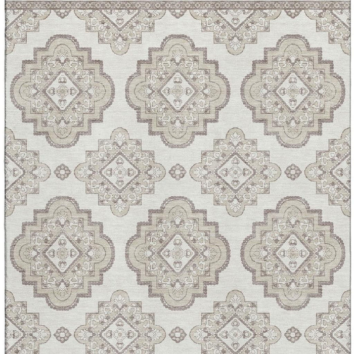 10' X 14' Medallion Washable Area Rug With UV Protection (669865) - Ivory / Beige