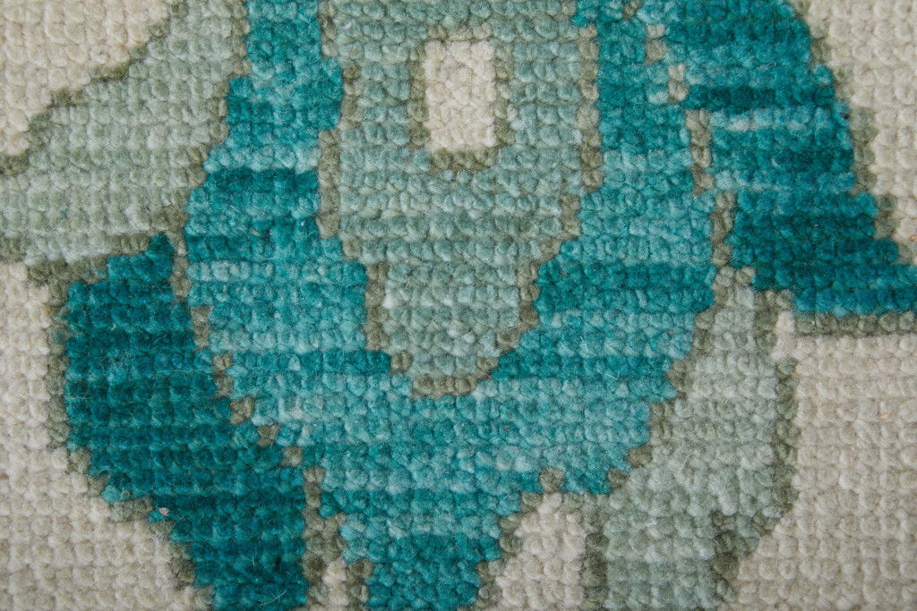 12' X 15' Floral Hand Knotted Area Rug With Fringe - Green And Ivory