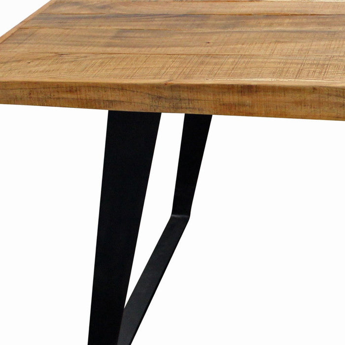 63" Solid Wood And Iron Sled Base Dining Table - Natural