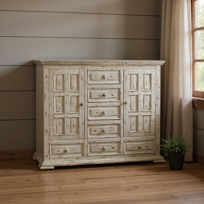 Solid Wood Seven Drawer Gentlemans Chest - White