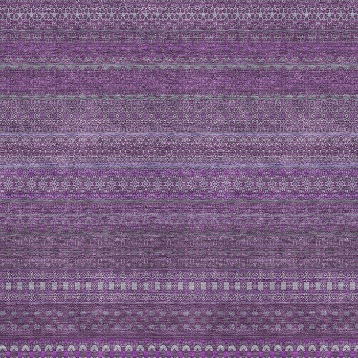 10' X 14' Striped Washable Area Rug With UV Protection (647500) - Eggplant / Ivory