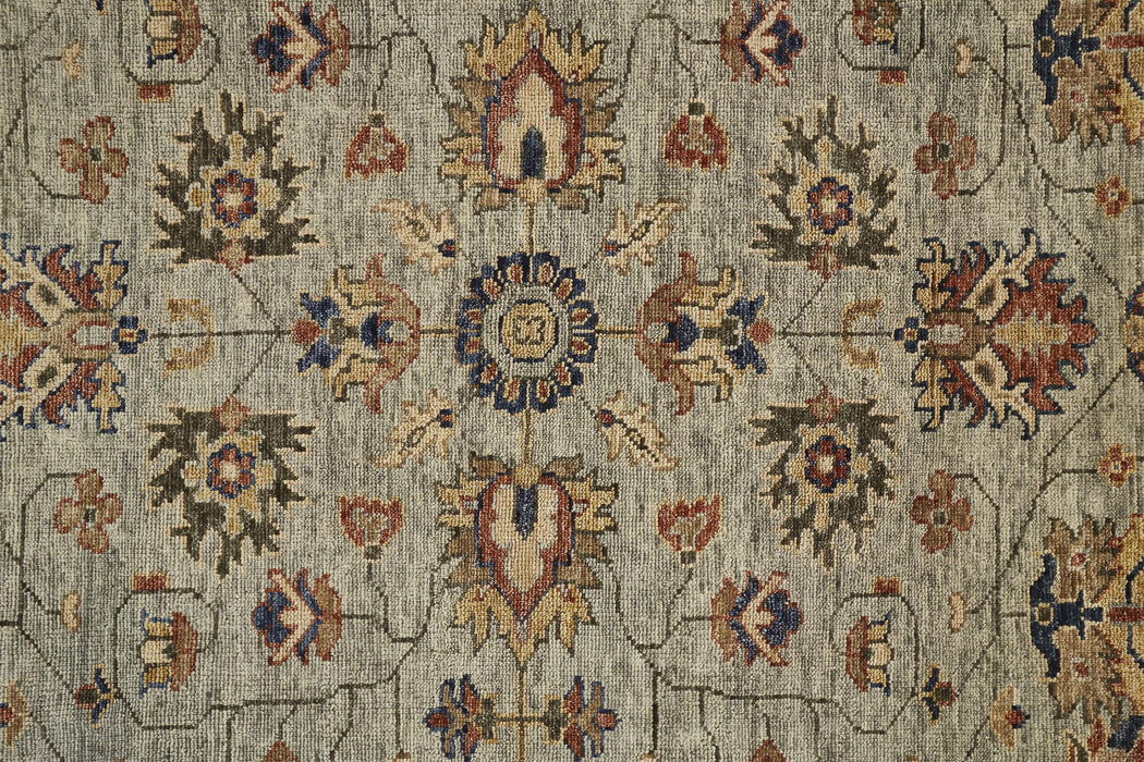 12' X 15' Wool Oriental Hand Knotted Area Rug With Fringe - Gray And Gold