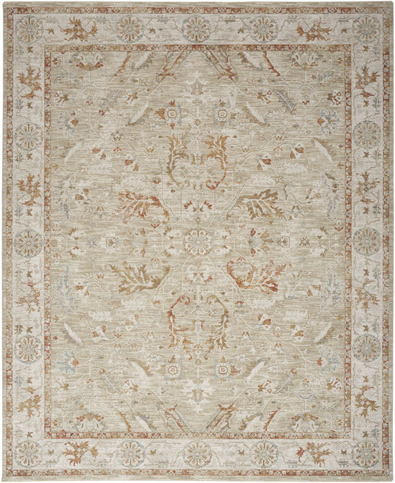 8' X 10' Floral Power Loom Distressed Area Rug With Fringe - Green