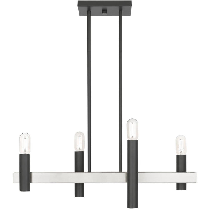 24'' Four Light Dimmable Chandelier With Shades - Nickel
