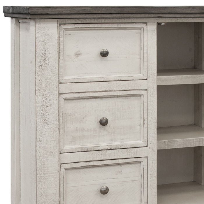 Solid Wood Three Drawer Chest - Gray / Ivory