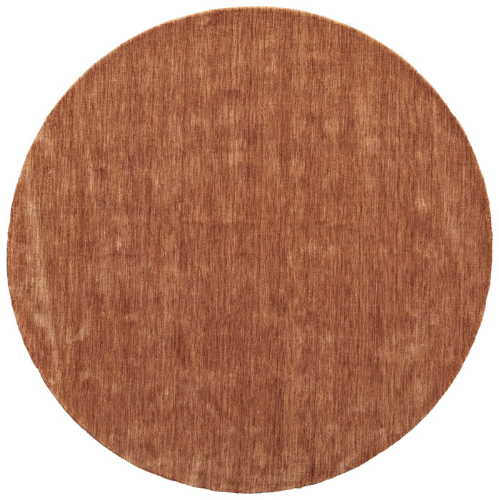 8' Wool Hand Woven Round Rug - Orange