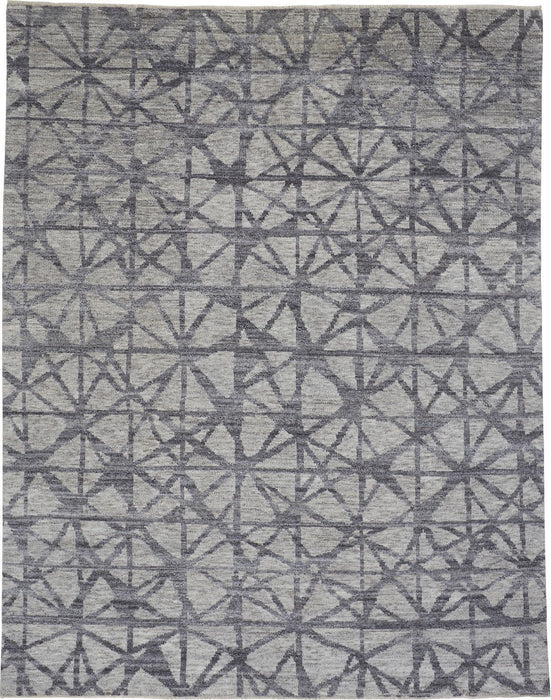 10' X 14' Wool Geometric Hand Knotted Area Rug - Gray