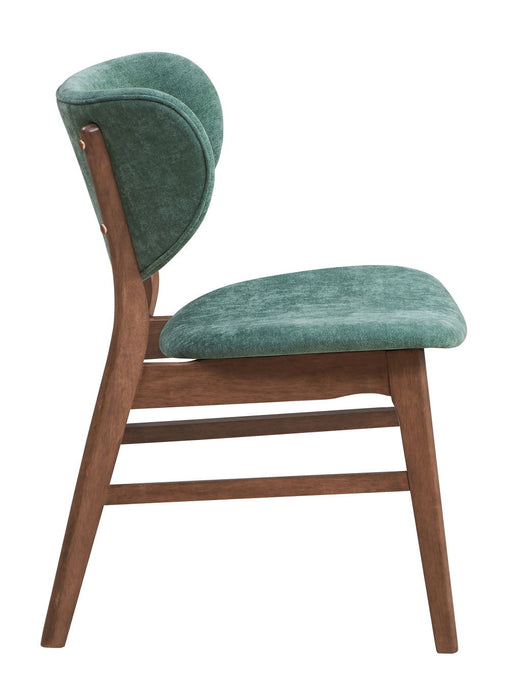 Upholstered Fabric Open Back Dining Side Chairs (Set of 2) - Green