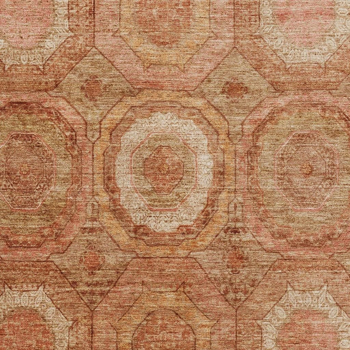 10' X 14' Geometric Washable Area Rug With UV Protection (716533) - Terra Cotta / Copper