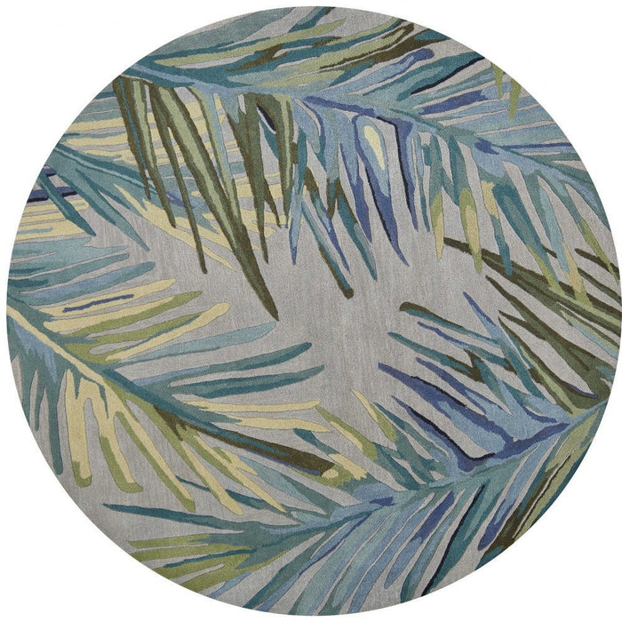 7' Round Wool Area Rug - Gray Or Blue
